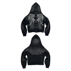 Sudadera con capucha extragrande con cremallera completa, 100% algodón polar con estampado gráfico, corte regular - Product Image 3