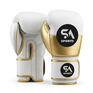 Elegant White and Gold Multi Layered Shock Shield Secure Wrist Wrap Sparring SA Sports Boxing Gloves - Product Image 1
