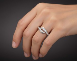White Gold Diamond Engagement <b>Ring</b> Pave Setting Minimalist Style Women's Band Round Brilliant Cut - Product Image 1