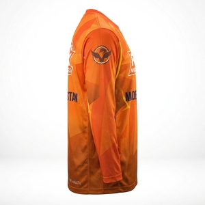 Maillot de motocross à manches longues respirant imprimé par sublimation personnalisé orange et noir pour la course de motocross - Product Image 3