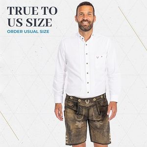 Pantalones de Cuero Bordados de Estilo Antiguo para Hombre, Talla Grande |   Pantalones Cortos de Cuero Bávaro con Aspecto Antiguo |   Disfraz Hecho a Mano para el Oktoberfest - Product Image 6