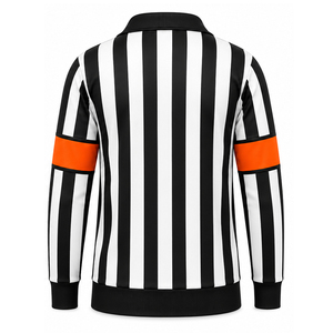 Custom Adult Ice Hockey <b>Referee</b> Jersey Long Sleeve 100% Polyester Solid Mesh Black White Orange Armbands OEM Manufacturer - Product Image 2