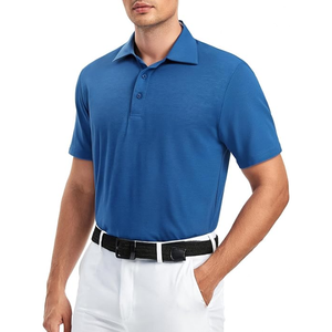 Polo homme premium uni noir à manches courtes en coton respirant, coupe ajustée, style décontracté moderne pour l'été. - Product Image 1