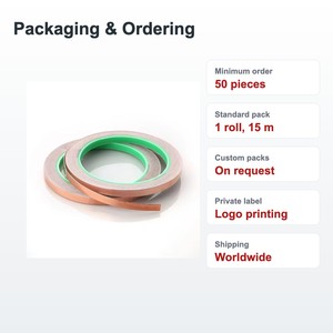 TECHINSTRO เทปทองแดงนำไฟฟ้า 12 มม. x 15 ม. พร้อมกาวนำไฟฟ้าสำหรับป้องกัน EMI ซ่อมแซม PCB สายดิน CFT-0012 - Product Image 3