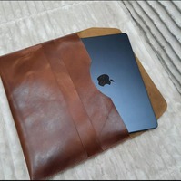 Genuine Leather Durable Business Modern Portable Custom Sling Laptop Sleeve for Macbook Pro 13 with Pen Holder LS-0264