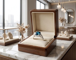Anillo de compromiso vintage cristiano con topacio azul de Londres y cojín azul, joyería nupcial, declaración de moda, banda engastada con puntas, para fiesta - Product Image 2