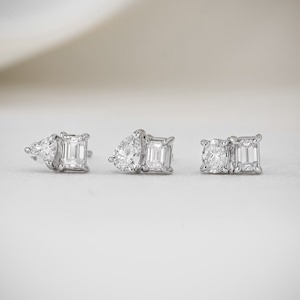 ต่างหูเพชรทอง 14K รูปทรงหลากหลาย มรกตเพาะเลี้ยง รูปหัวใจ รูปไข่ รูปหยดน้ำ ต่างหูเดี่ยว เครื่องประดับทันสมัยสำหรับผู้หญิง - Product Image 1