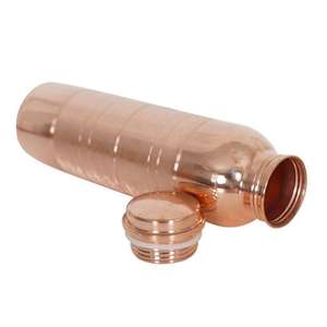 Elegante botella de agua de cobre con diseño martillado, a prueba de fugas, de boca estrecha, hecha de cobre puro. - Product Image 4