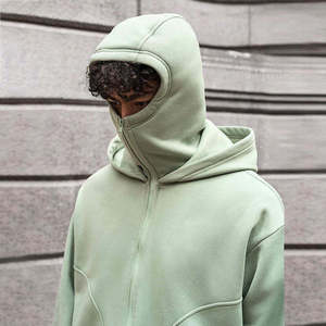 Sweat à capuche zippé intégral pour homme, style streetwear vintage, coupe oversize, en coton de haute qualité, disponible en gros et en stock. - Product Image 3