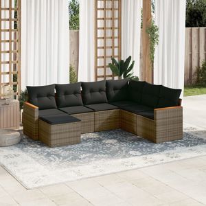 Ensemble de canapé de jardin modulaire en rotin PE gris 7 pièces, meubles modulaires confortables pour la vie en plein air - Product Image 1