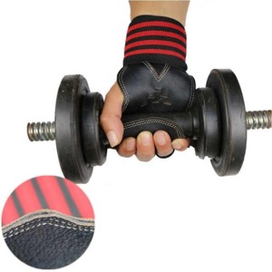 Gants de musculation demi-doigts en cuir avec sangle de poignet réglable, respirants et antidérapants - Product Image 3