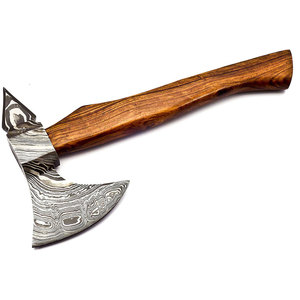 Hacha de Acero de Damasco Hecha a Mano MORTAL SAGA MS-HK-002 con Mango de Madera, Borde Liso y Duradero, Multifuncional, 150g, para Campismo al Aire Libre - Product Image 5
