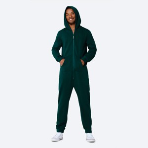 Chándal Completo con Capucha para Hombre, Verde Sólido, Algodón, Corte Regular Informal, con Bolsillos Laterales, Transpirable, Ligero, Ropa de Invierno - Product Image 2
