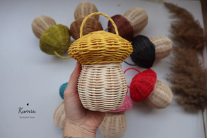 Cesta de Mimbre Hecha a Mano con Forma de Casa de Hongos, Decoración para Habitación Infantil, Cesta de Almacenamiento Ecológica para Juguetes - Product Image 1