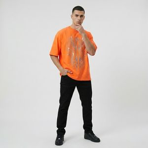 T-shirt pour homme, coupe classique, couleur personnalisée, motif géométrique en strass, manches courtes, col rond, style streetwear, décontracté, respirant, jersey - Product Image 3