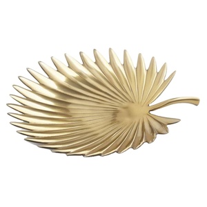 Metal Crafts Decorative <b>Trays</b> Leaf Design Handmade Gold Leaf Dish Food Serving <b>Tray</b> <b>Table</b> Accessories Wedding Decor - Product Image 1