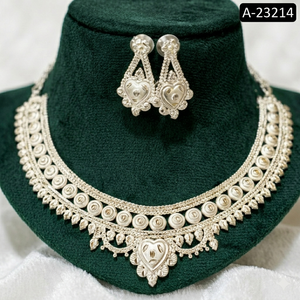 MOLL JEWELLERS Luxury Vintage Rhodium Plated Zinc Alloy Zircon Third Party Appraisal Trendy Peace Design Women's Necklace <b>Set</b> - Product Image 2