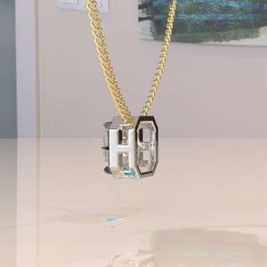 Collar Elvora Gems con Colgante de Moissanita de Corte Octogonal Geométrico, Oro Sólido de 2.8CT, Certificado IGI, Chapado en Rodio, Cadena de Cuerda, para Fiesta - Product Image 5