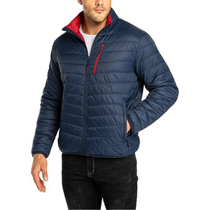 Fashion Style Solid Color <b>Men's</b> Puffer <b>Jacket</b> Stand Collar Front Thick Warm Winter Outdoor Breathable Windproof <b>Jacket</b> for <b>Men</b> - Product Image 1