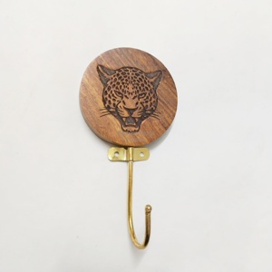 Personalized Wooden <b>Wall</b> <b>Hook</b> with Compass Engraving North East West Design Brass <b>Hook</b> <b>Wall</b> <b>Hook</b> for Hanging <b>Keys</b> Bags Towels - Product Image 5