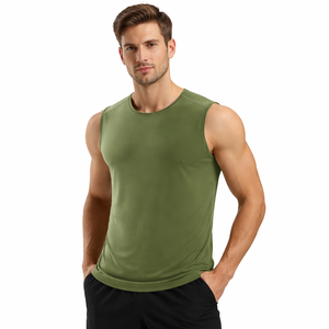 Débardeur de sport et fitness pour homme, col rond, en coton fin, respirant, couleur unie, idéal pour l'été - Product Image 3