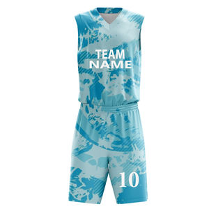 Ensemble de maillots de basket-ball unisexes personnalisés, design imprimé par transfert thermique, tissu respirant et absorbant l'humidité sur le devant, nom d'équipe personnalisable - Product Image 3