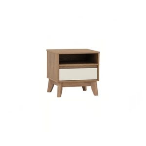 Modern Oak White 1 Drawer Side <b>Table</b> with Malaysian Oak Legs Bedroom Nightstand <b>End</b> <b>Table</b> - Product Image 3