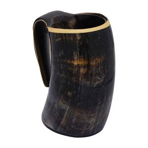 Tasses à boire en corne de buffle naturelle, en résine et en bois, avec finition naturelle, pour la bière, le vin et les boissons médiévales - Product Image 4