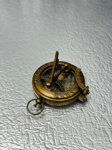 OLD WORLD TREASURE HANDICRAFTS BC-002 2.5'' Push Button Brown Modern Sundial Brass Compass Leather Case Promotional <b>Gift</b> - Product Image 3