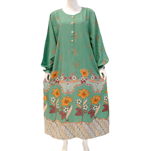 Vestido Abaya Cómodo de Rayón con Estampado Floral para Mujer, Cuello Redondo, Sin Mangas, Largo hasta el Tobillo, Corte en A, Vestido Formal de Noche - Product Image 1