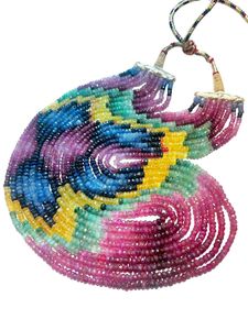 Collar de Cuentas Facetadas Multicolores de Esmeralda, Rubí y Zafiro Naturales, 9 Hilos, Certificado por TASBIYA GEMS, Valorado por Terceros - Product Image 3