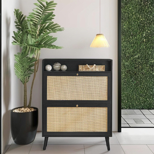 Modern Solid Wood Portable <b>Shoe</b> <b>Storage</b> Cabinet Flip Drawers <b>Shoe</b> Rack Extendable Entryway Bench Apartment Living Room - Product Image 2