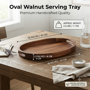 Handcrafted Wooden Serving Tray Large <b>Oval</b> <b>Coffee</b> Tea Breakfast Food Platter Decorative Tabletop Tray Home Restaurant Hotel Use - Product Image 6