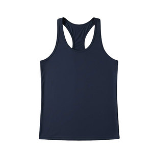 Débardeur pour homme bleu marine respirant 100% coton, col rond, décontracté, pour l'entraînement, couleur unie, design tricoté, logo sur le devant - Product Image 5