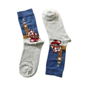 Calcetines de algodón jacquard con logotipo personalizado Londres Big Ben autobús rojo diseño suave cómodo transpirable regalo de recuerdo venta al por mayor fábrica VN - Product Image 1