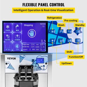 Macchina per il servizio morbido con pannello LCD per ristoranti con tramoggia da 3 gusti 12L per compressori 2500W - Product Image 5