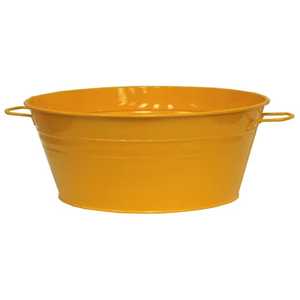 Yellow Metal Plant <b>Pot</b> Set with Tray for Indoor Flower Green Plant Desktop Use Modern Minimalist Design Powder Coated Finish - Product Image 4