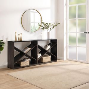 Consolle da ingresso/soffitta a X staccabile da 70,87 pollici, stile rustico, extra lunga con contenitore, per ingresso, soggiorno, corridoio - Product Image 5