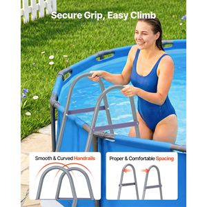 Scaletta a 4 gradini in acciaio per piscina fuori terra, altezza parete 48 pollici, capacità 300 libbre, gradini per ingresso/uscita - Product Image 5