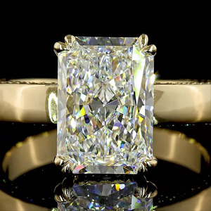 Bague de fiançailles et de mariage solitaire en diamant de laboratoire certifié IGI, taille Radiant, or 10K/14K/18K, argent 925/935, bijoux de luxe - Product Image 2