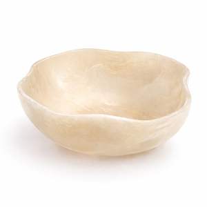 Bol décoratif en résine pour la décoration de la maison, bol design moderne en blanc crème, récipient décoratif élégant multi-usages pour le salon - Product Image 5