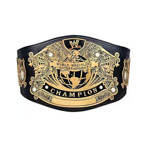 Ceintures de championnat WWE personnalisées en cuir noir véritable et plaques dorées - Product Image 1