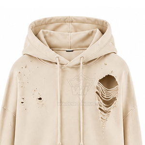 Sudaderas con efecto desgastado para mujer, de algodón grueso, con logotipo personalizado, lavadas, fabricante OEM ODM - Product Image 5