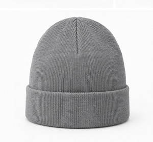 Bonnet en laine mélangée brodé 3D motif arbre mignon, personnalisé, gris, tricoté, avec revers, pour l'hiver et le voyage, vente en gros - Product Image 3