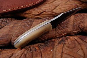 Cuchillo de caza directo de fábrica, de acero con alto contenido de carbono, de espiga completa, para supervivencia al aire libre, con mango de hueso y funda de cuero, logotipo personalizado - Product Image 4