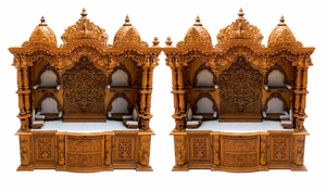 Traditional Large Home Temple in Teak Wood Premium Solid Teak Wood <b>Mandir</b> with Storage Cabinet BAPS Design Swaminarayan <b>Mandir</b> - Product Image 2