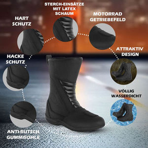 Bottes de moto pour hommes en cuir respirant et imperméable, chaussures de protection professionnelles pour motards, toutes saisons - Product Image 5