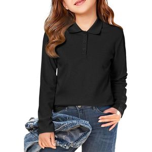 Camisetas Polo de Manga Larga para Niños, Personalizadas para Niñas, Cuello Clásico, Ropa Escolar Elegante, Camisetas Polo Casuales Modernas - Product Image 1