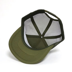 Gorra deportiva de malla blanca de sarga azul marino de 6 paneles personalizada al por mayor, gorra trucker 112 impresa en tela lisa común para gorras. - Product Image 5