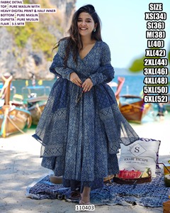 ชุดเดรสปาร์ตี้สำหรับผู้หญิงทรง Anarkali ยาวคลุมพื้น แบรนด์ Aafreen Sage Luxe รุ่น Bandhani ผ้ามาสลินปักลาย แห้งเร็ว สไตล์ดั้งเดิม - Product Image 4